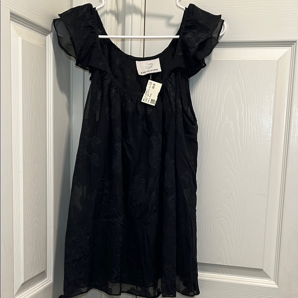 Black Ruffled Tunic Top